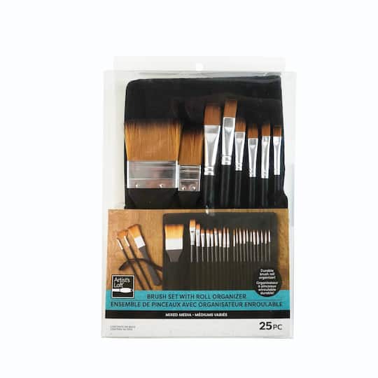 Michaels, Mixed Media 25 Piece Paint Brush Set with Roller Organizer by Artist's Loft® – Category: Multi-Purpose